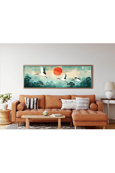 woodhomeworks Tek Parça Gerçek Ahşap Yatay Panorama Çerçeveli Tablo renkli tu...