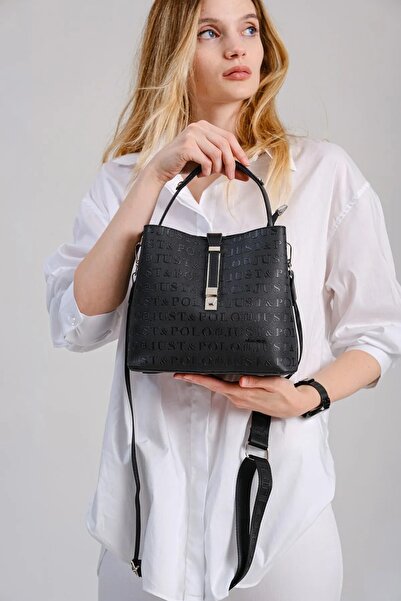 Just Polo Women's Embossed Printed Vegan Shoulder and Hand Bag with Lock Deta...