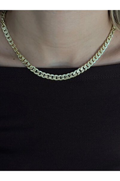 LEROSY CO. قلادة سلسلة كوبان لينك من الفولاذ الذهبي للنساء |   سلسلة مجوهرات ...