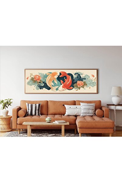 woodhomeworks Tek Parça Gerçek Ahşap Yatay Panorama Çerçeveli Tablo renkli ba...