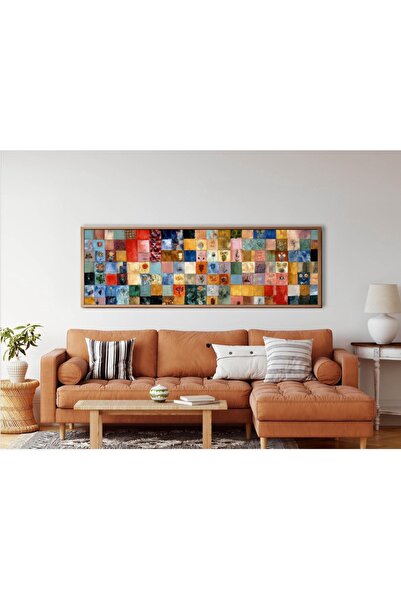 woodhomeworks Tek Parça Gerçek Ahşap Yatay Panorama Çerçeveli Tablo renkli ka...