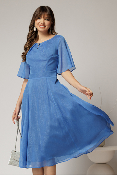 DyFashion DY Fashion midi blue dress made of cloisonné veil with lurex thread...