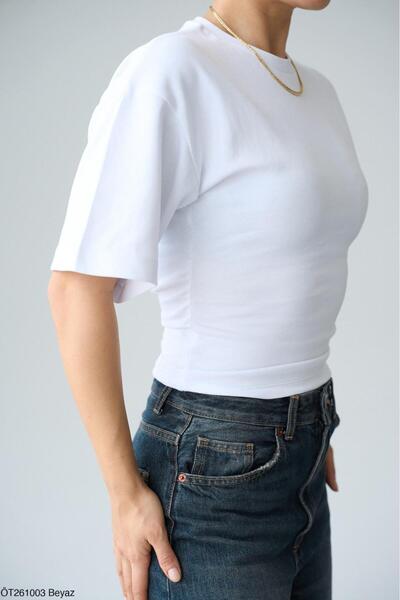 CADDELAMODA Women's Drawstring Bat Sleeve T-Shirt