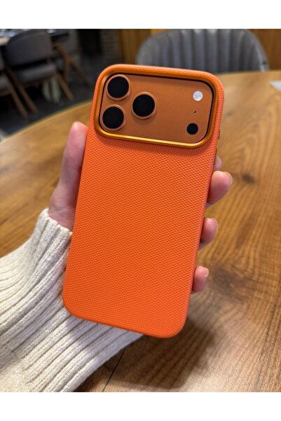 daystar Knitted orange leather phone case compatible with iphone 17 pro