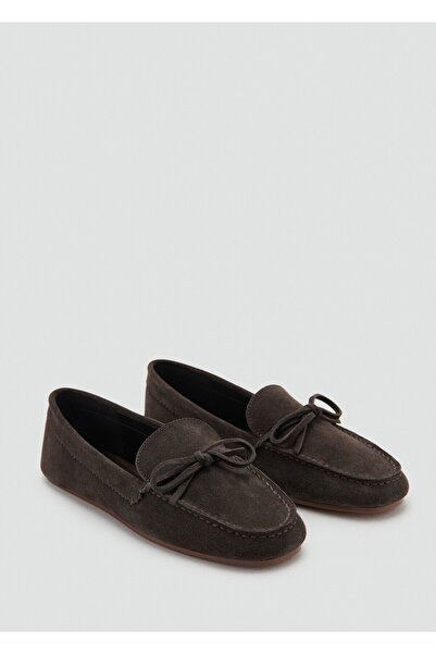 MANGO Woman Bağcıklı süet makosen