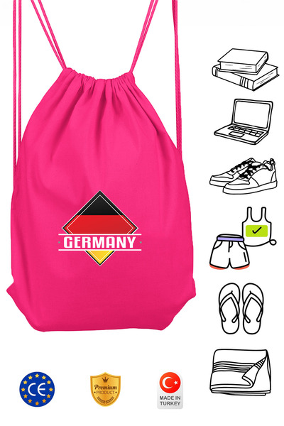 Germany Unisex Pembe İpli Spor Sırt Çantası