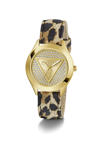 Guess Ladies Leopard Gold Tone Analog Watch