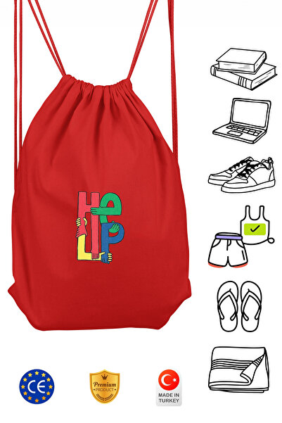 Omotasarım حقيبة ظهر رياضية حمراء للجنسين من هيلب مع حبل للربط