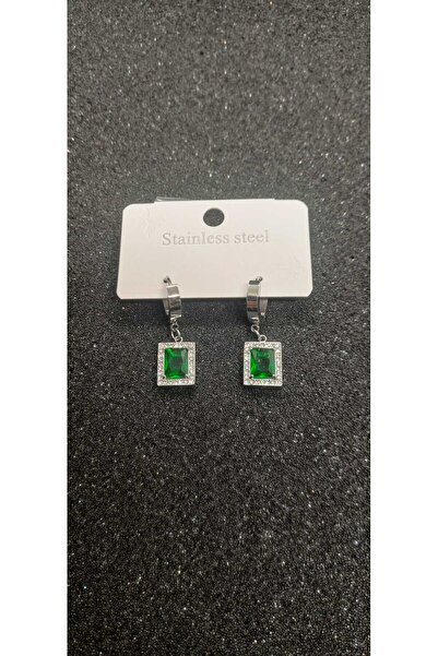 PORSE Women's Green Stone Silver Color Steel Hürrem Earrings