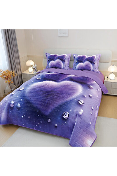 FIONNA.RO 3 Piece 5D Quilt - Purple Velvet Heart