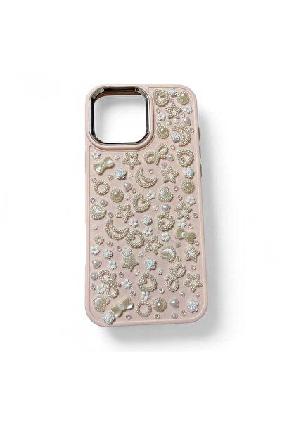 OEM Dusty Pink Handmade Case with Applications for iPhone 16 Pro Max