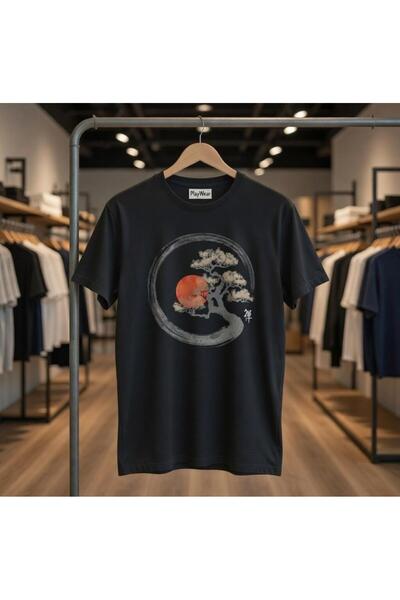 playwear Τυπωμένο μπλουζάκι Loose Fit Unisex Enso Circle And Bonsai Tree σε σ...