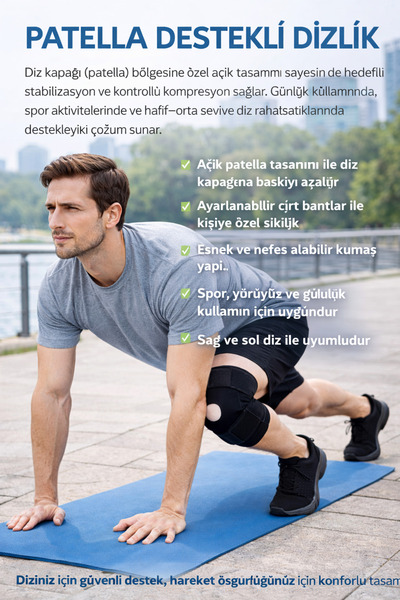 wicromed Patella Destekli Dizlik Korsesi Çapraz Bağ Menisküs Ağrısı İçin Spor...