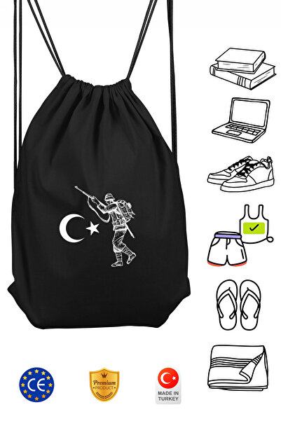 Omotasarım حقيبة ظهر رياضية سوداء للجنسين من ترك سولفير مزودة برباط