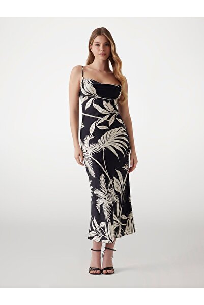 Guess فستان ساتان متوسط الطول