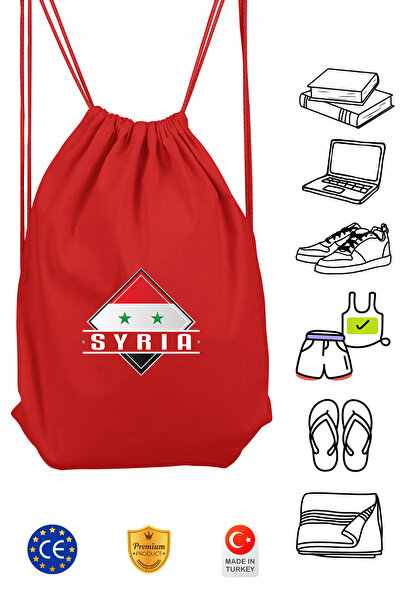 Omotasarım حقيبة ظهر رياضية حمراء للجنسين من سوريا مع رباط
