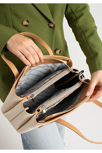 Just Polo حقيبة كتف نسائية رياضية كلاسيكية متوسطة الحجم بحزامين 234059MH