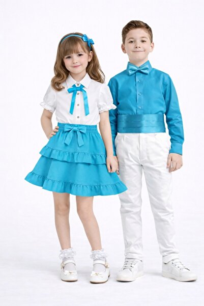 Nacar 23 Nisan 29 Ekim Gösteri Kıyafeti Kız & Erkek Çocuk Şık Kombin Takımı