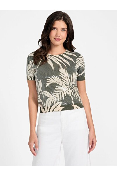 Guess كنزة قصيرة بقصة قصيرة بالترتر