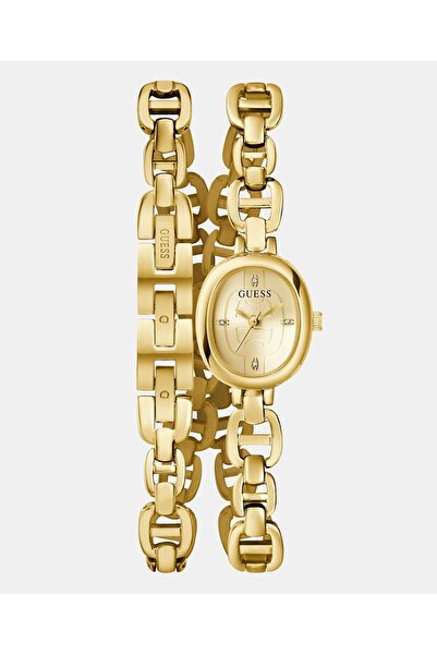 Guess ساعة نسائية ذهبية اللون ذات تناظرية
