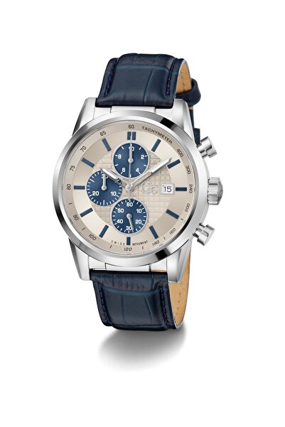 Guess Gc Dress Men S 3540 D Mvmt Beige Dail 10 Amt Blue Genuine Leather Strap