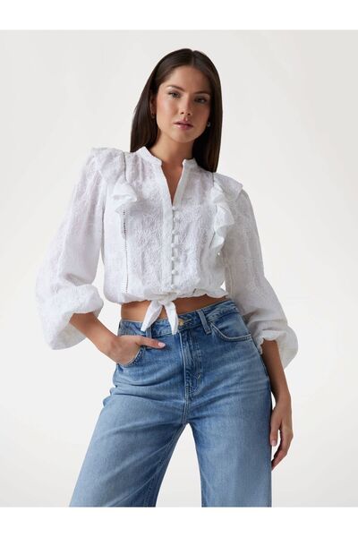 Guess بلوزة مطرّز برباط أمامي