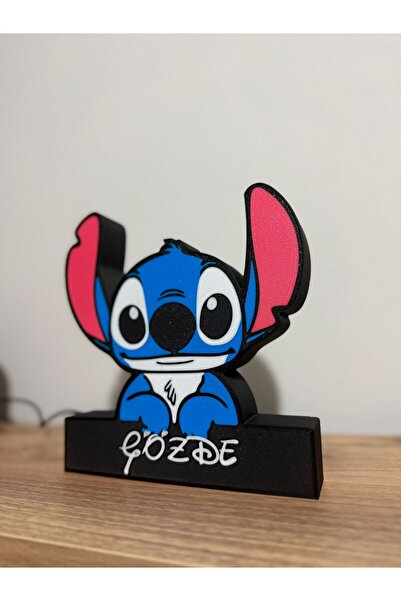 Exyrio Kişiye Özel Sevimli Mavi Karakter LED Gece Lambası – İsim Yazılı 3D Ba...
