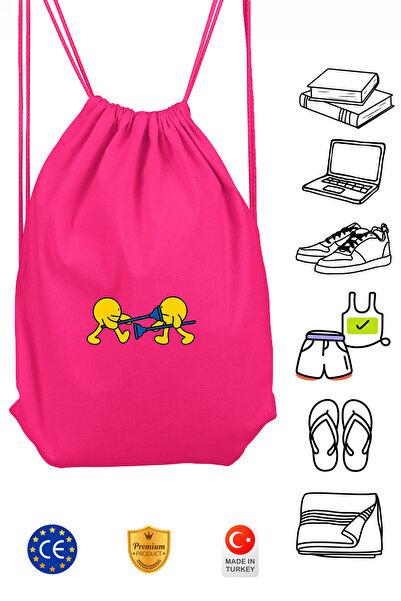 Omotasarım حقيبة ظهر رياضية وردية اللون للجنسين من فوتشنج مع رباط