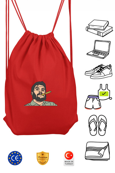 Omotasarım حقيبة ظهر رياضية حمراء للجنسين من تشي جيفارا مع رباط قابل للشد