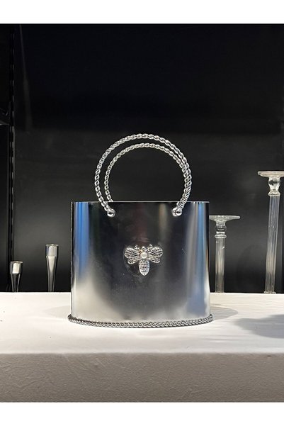 VAZO DEKOR Decorative Metal Bag Set with Bee Figures - Gold, Silver & Antique Anthracite (3 Colors)