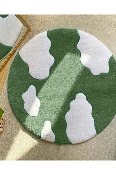 Home Tufting Yeşil Bulut Motifli Peluş Kilim/Halı/ Paspas