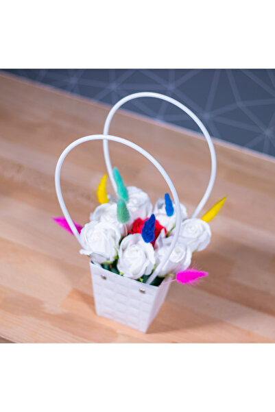 Creators of Crafts Basket With White Soap Roses