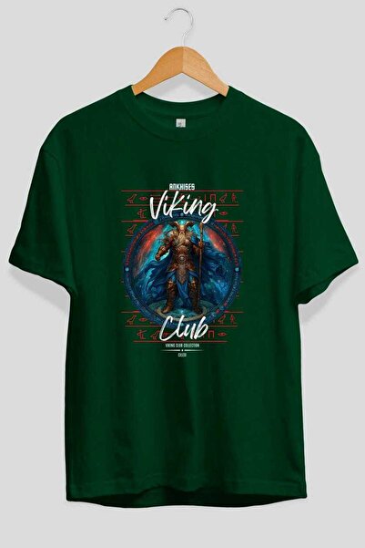 Ankhises Heimdall Front Printed Green Oversize T-Shirt Men Women Cotton Crew ...