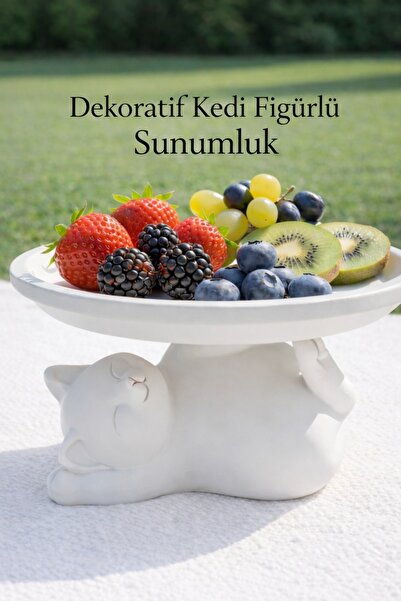 Trezon Dekoratif Kedi Sunum Tabağı 18 cm 3D PLA Organizer & Çok Amaçlı Sunumluk