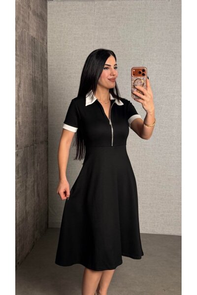 COjans فستان ميدي نسائي بياقة بولو وتفاصيل سحاب من مودال