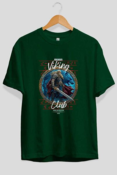 Ankhises Tyr Front Printed Green Oversize T-Shirt Men Women Cotton Crew Neck ...