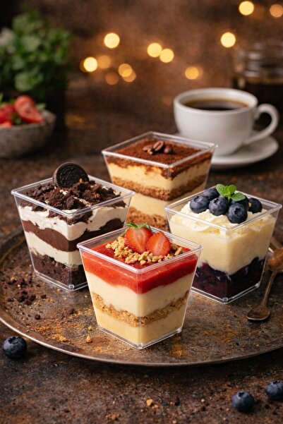 Ambalajın 25 Adet Kapaksız Magnolya Kabı 200 cc Kübik Prizma Mika Plastik Kas...