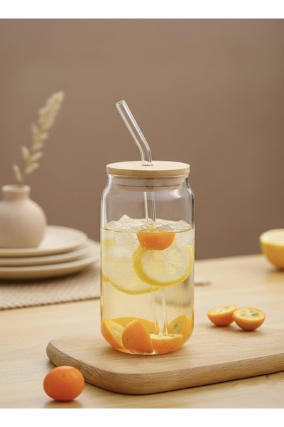 Emal Home 550 ml Borosilicate Glass Cup with Bamboo Lid - Heat Resistant Soft...