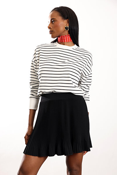 5in1Canpolat Black Pleated Mini Skirt 00403