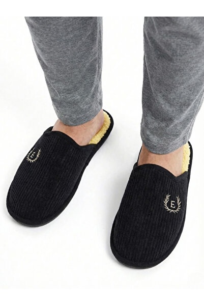 BİG STEPS Erkek Ev Terliği - Kışlık Peluş İçi Sıcak Tutan Kaymaz Taban