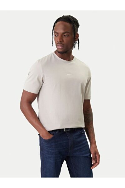 BOSS BEJ LOGOLU ERKEK T-SHIRT
