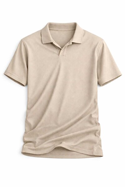 LG LAGULER Ottoman Fabric Men's Polo Collar Plain Striped Short Sleeve T-Shirt