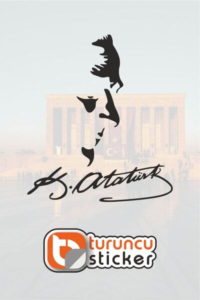 Turuncu Sticker ملصق الأديق جازي مصطفى كمال أتاتورك 20x23 سم - السيارة - المح...