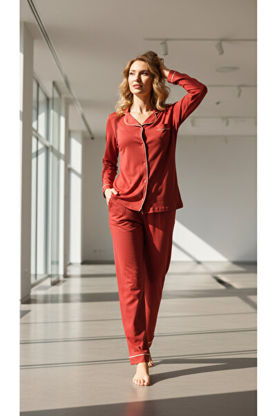 Albak İç Giyim طقم بيجامة بودو نسائي بأزرار أمامية