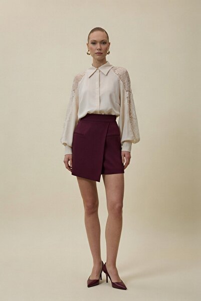 Sateen Talia Short Skirt - Plum