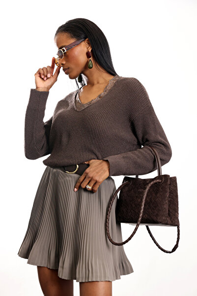 5in1Canpolat Fustă mini plisată din nurcă 00403