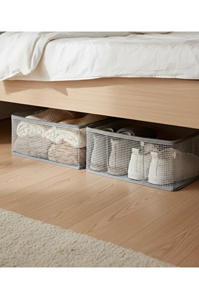 BK Bags & Accessories Şeffaf Çelik Çerçeveli Fermuarlı Saklama Kutusu 45x30x20