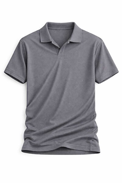 LG LAGULER Ottoman Fabric Men's Polo Collar Plain Striped Short Sleeve T-Shirt