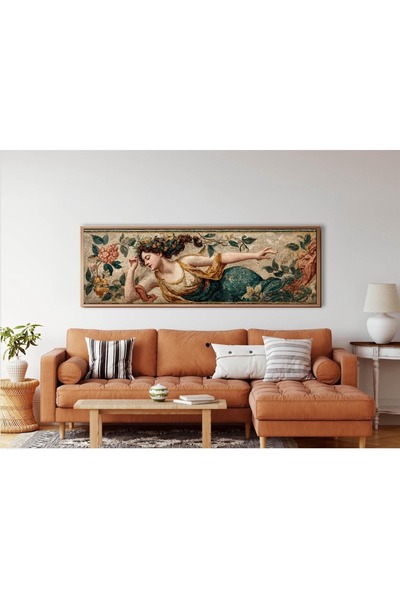 woodhomeworks Tek Parça Gerçek Ahşap Yatay Panorama Çerçeveli Tablo antik