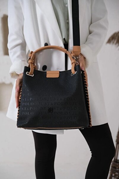 Just Polo حقيبة يد وكتف نسائية منقوشة ومزخرفة بمشبك مغناطيسي MH4031MH